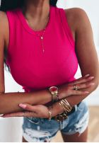 Prążkowany top na ramiączkach Avenis fuksjowy