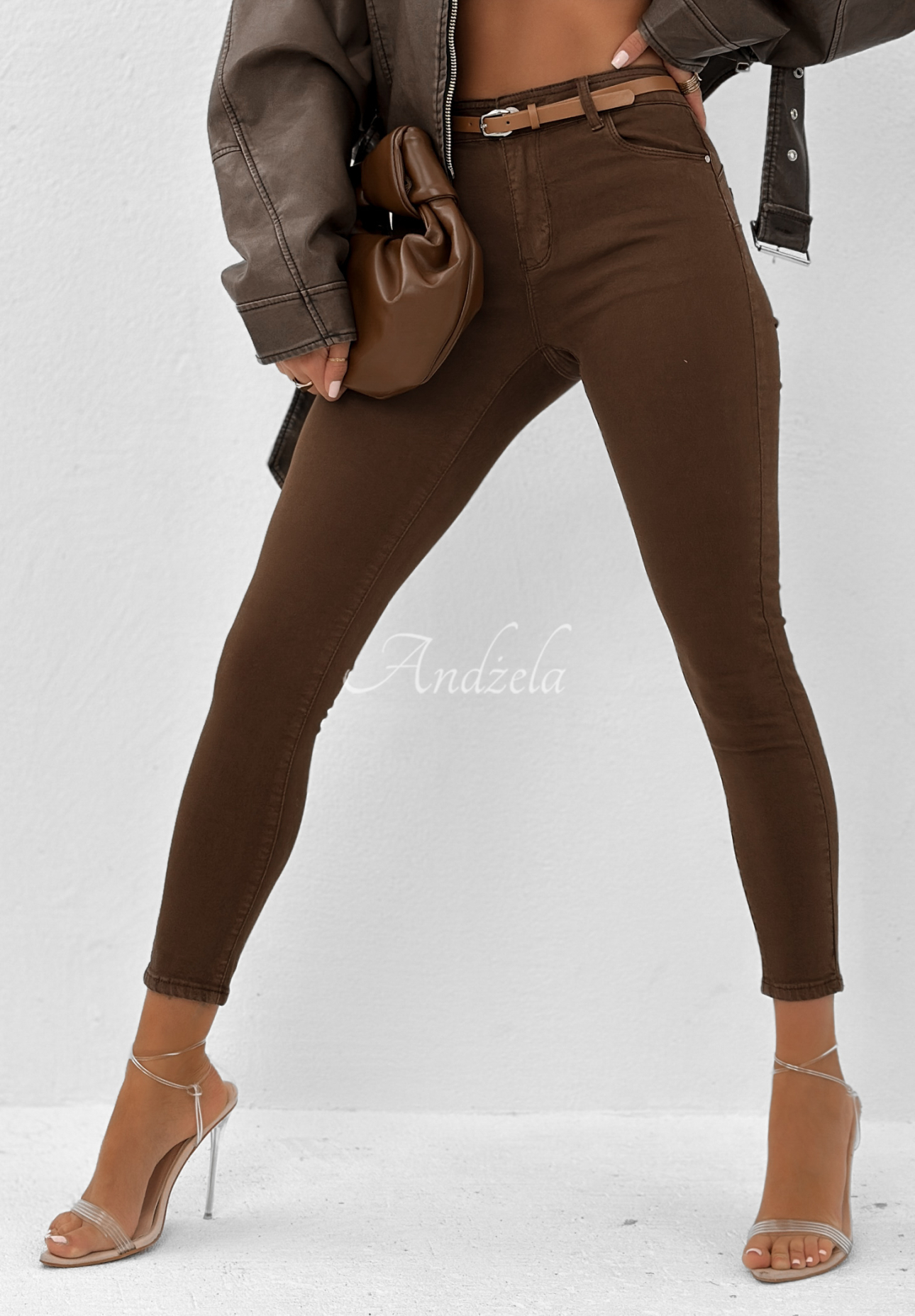 Halfway There chocolate skinny jeans pants