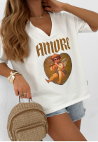 T-shirt z nadrukiem Amore Angel biały