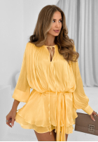 Szyfonowa sukienka mini z paskiem My Desire bananowa