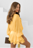 Szyfonowa sukienka mini z paskiem My Desire bananowa