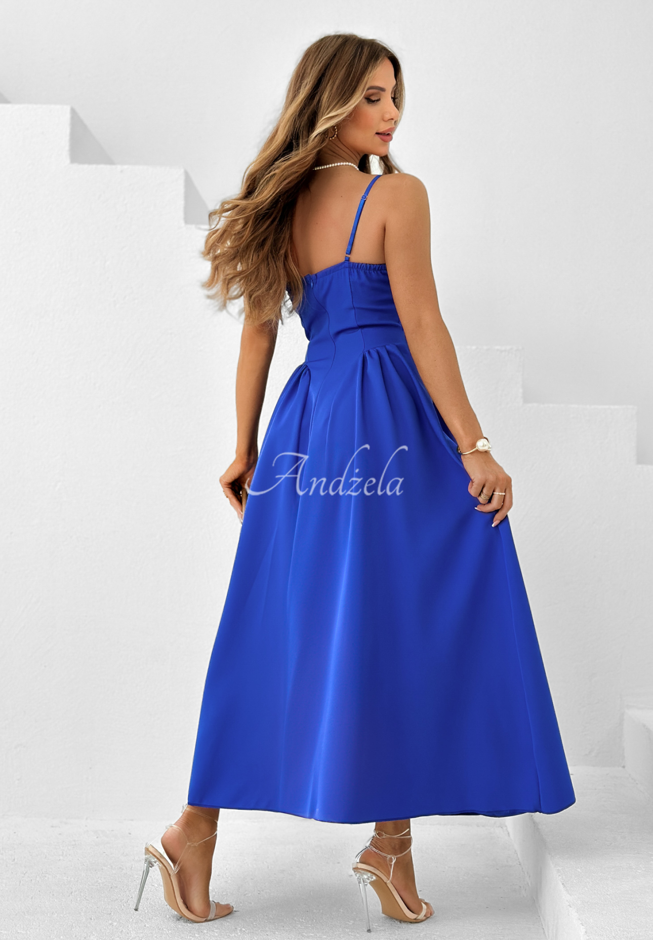 Corseted strapless maxi dress Summery Princess cobalt blue
