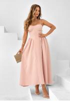 Gorsetowa sukienka maxi na ramiączkach Summery Princess pudrowy róż