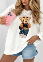 Bluza oversize z nadrukiem Bear Hug biała