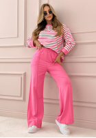 Komplet dresowy w paski Flexible Stripes biało-różowy