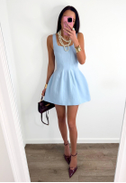 Rozkloszowana sukienka na ramiączkach La Milla Crystal Wealth błękitna