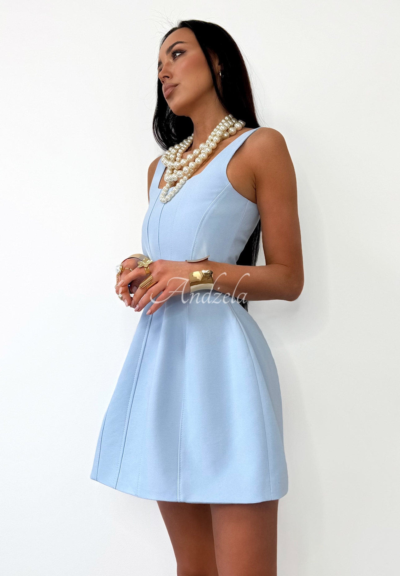 La Milla Crystal Wealth blue stretch strapless dress
