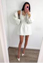 Rozkloszowana sukienka na ramiączkach La Milla Crystal Wealth biała