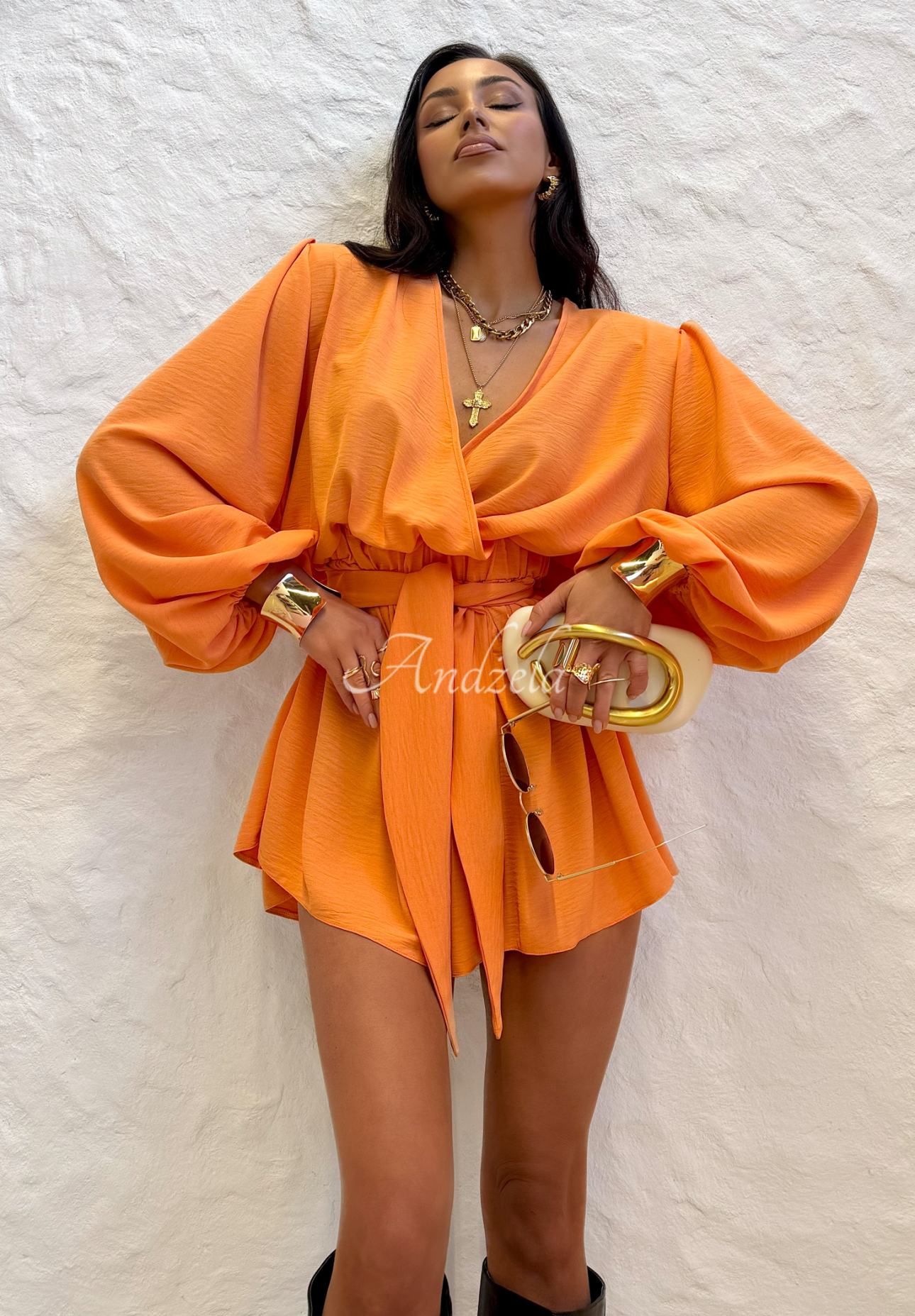 La Milla Keep On Shining orange short jumpsuit