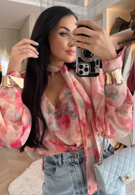 La Milla Your Own Person blue and pink floral blouse