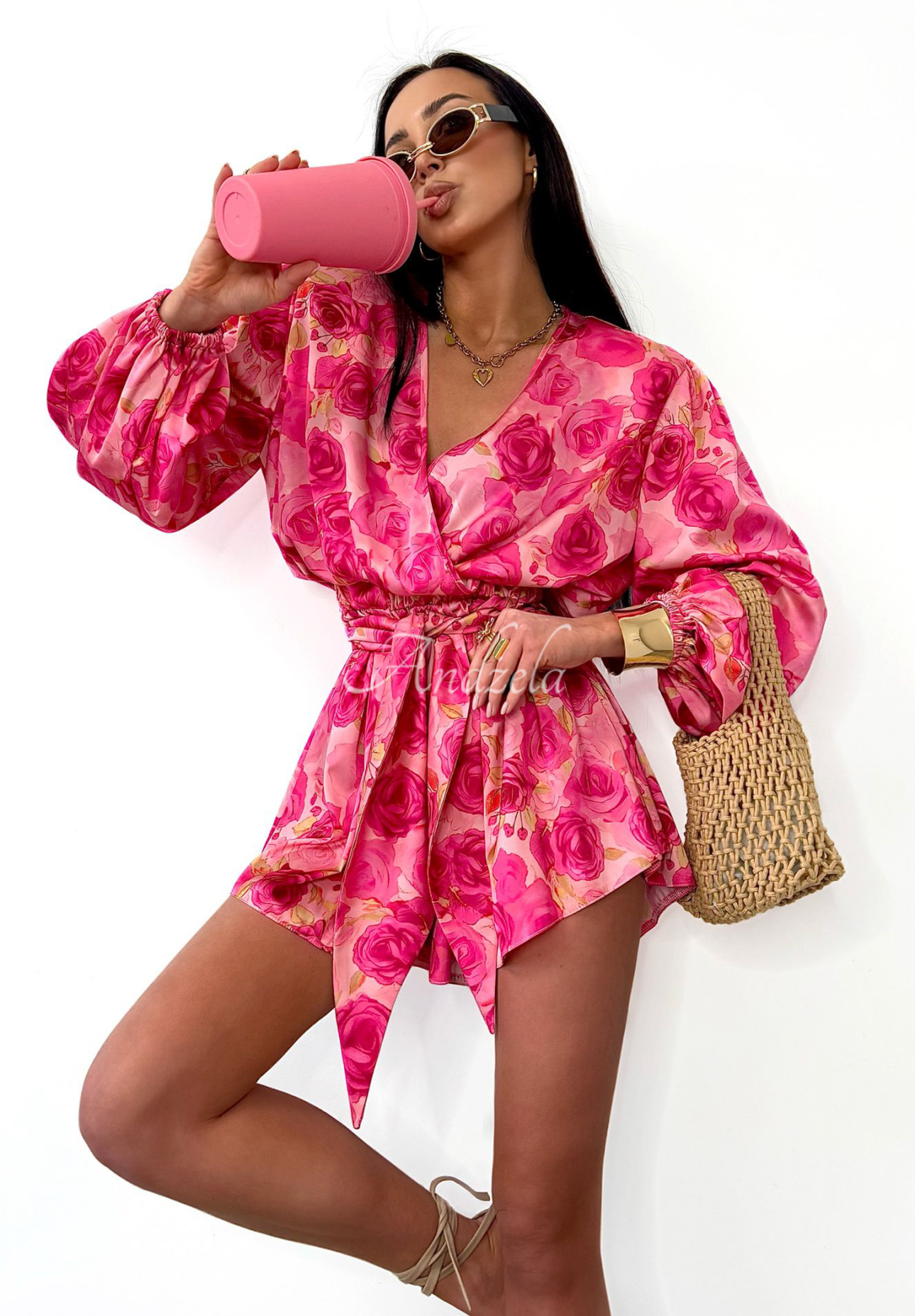 La Milla Sun-Kissed Flowers short pink-red jumpsuit