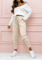 Materiałowe spodnie masełko Gentle Touch beżowe