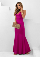 Satynowa sukienka maxi Queen Of The Night fuksjowa