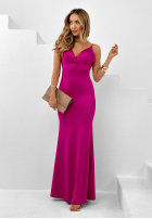 Satynowa sukienka maxi Queen Of The Night fuksjowa