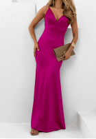 Satynowa sukienka maxi Queen Of The Night fuksjowa