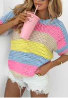 Sweter w paski Colorful Lines niebiesko-różowy