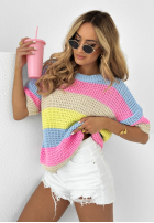 Sweter w paski Colorful Lines niebiesko-różowy