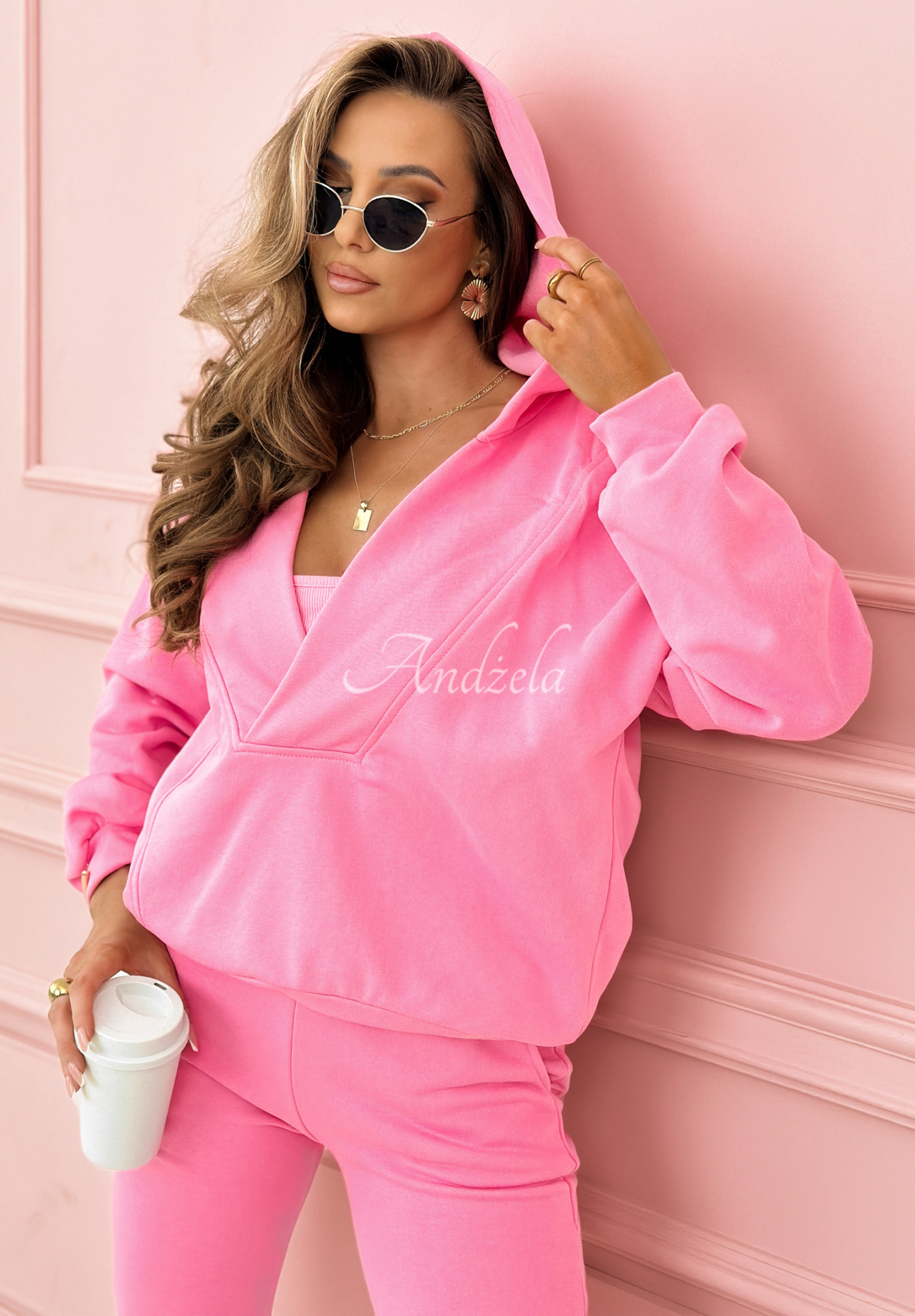 Sweatsuit set 3in1 sweatshirt, top and pants Chillout Emporium pink