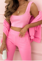 Komplet dresowy 3in1 bluza, top i spodnie Chillout Emporium różowy