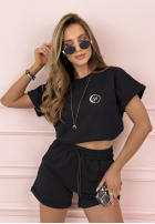 Komplet T-shirt i krótkie spodenki I Knew You czarny