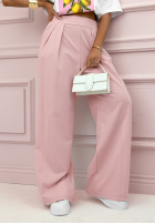 Materiałowe spodnie wide leg Not Difficult różowe