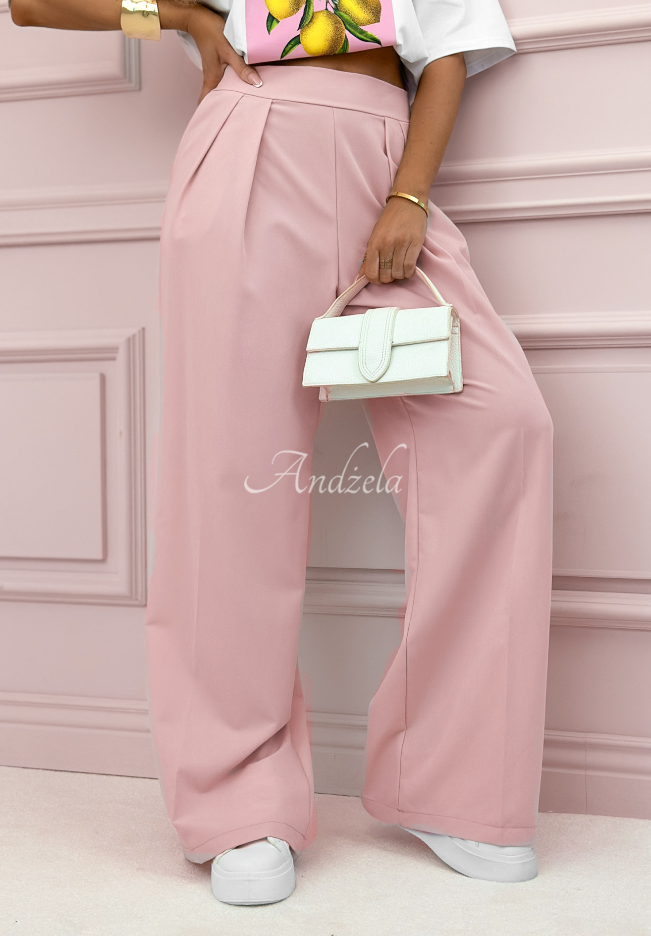 Material wide leg pants Not Difficult powder pink