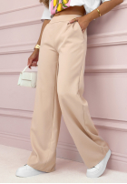 Eleganckie spodnie wide leg Glamour Flow beżowe