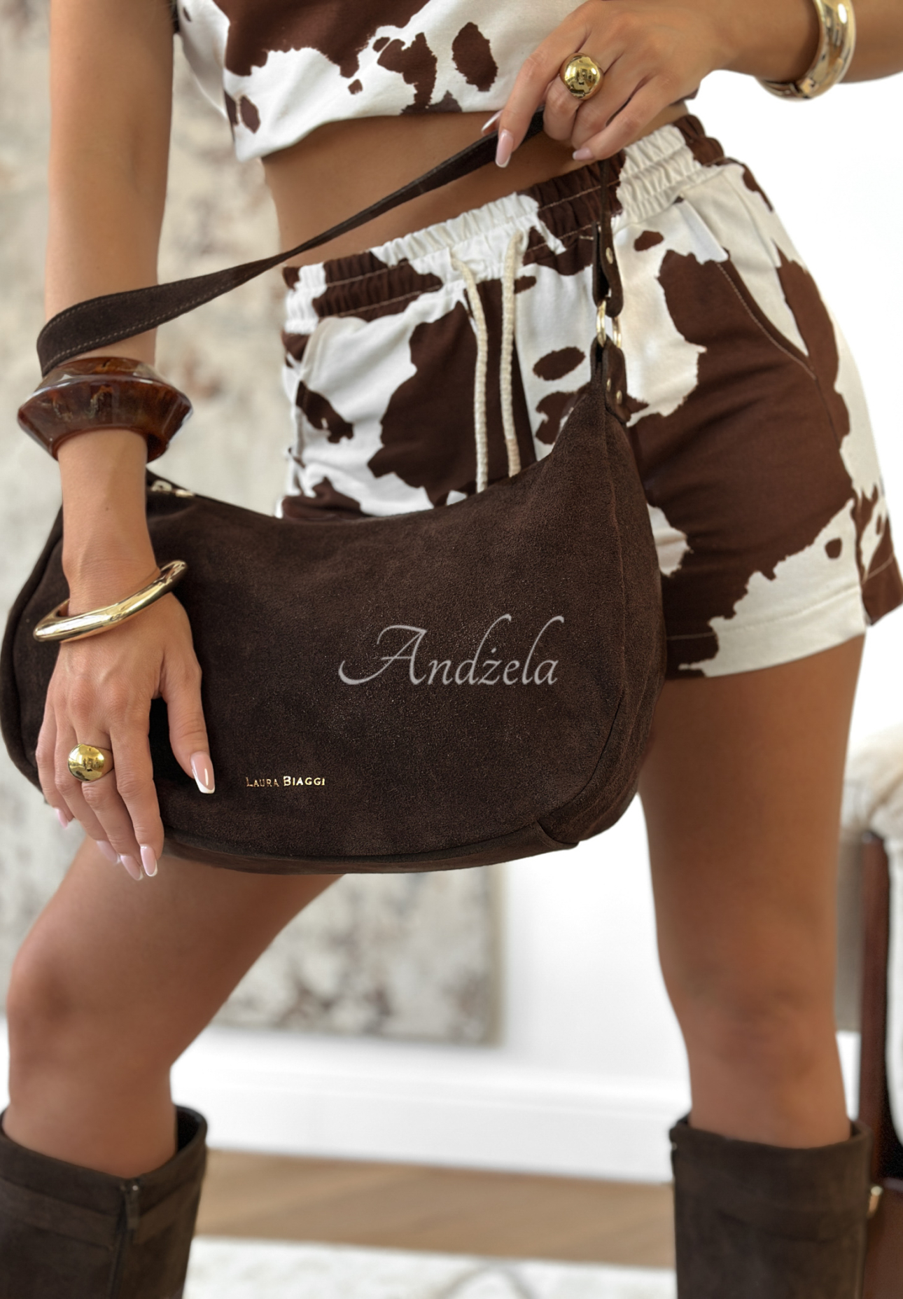 Poets Are Right chocolate suede handbag
