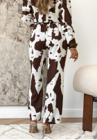 Spodnie w zwierzęcy print Country Glamour biało-czekoladowe