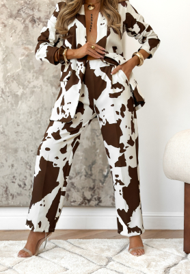 Country Glamour white and chocolate animal print pants