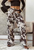 Pants in animal print with belt Outdoor Adventures white and chocolate