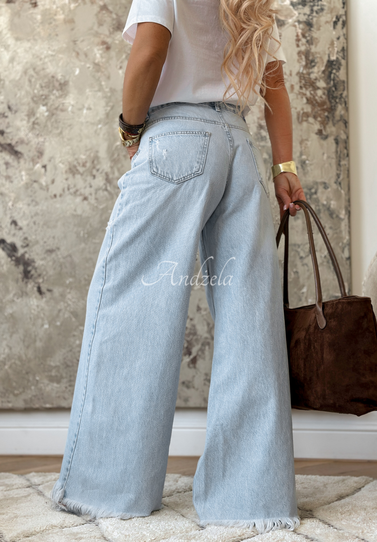 Quick Fix wide leg denim pants light blue