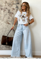 Spodnie jeansowe wide leg Quick Fix jasnoniebieskie