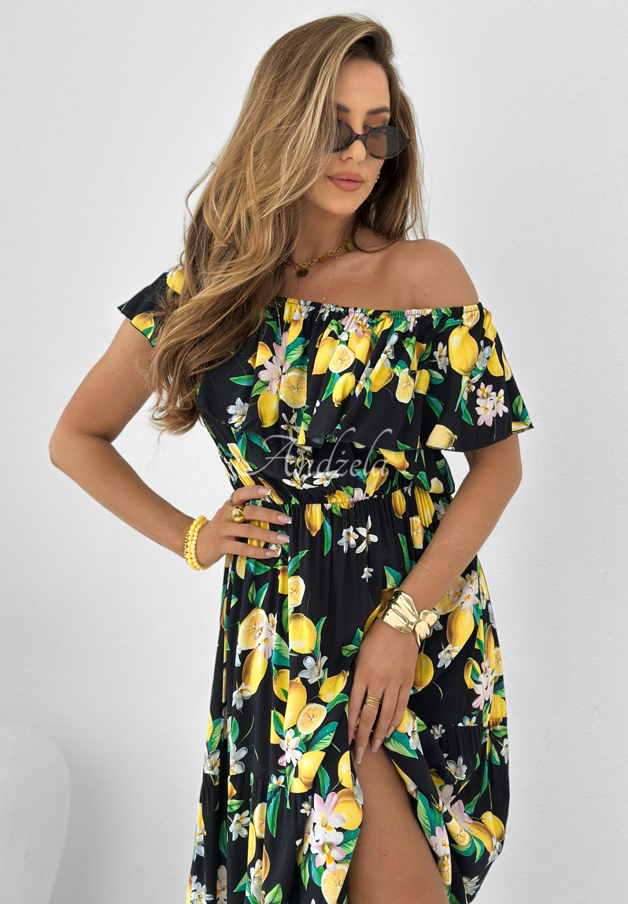 Spanish Lemons lemon dress black