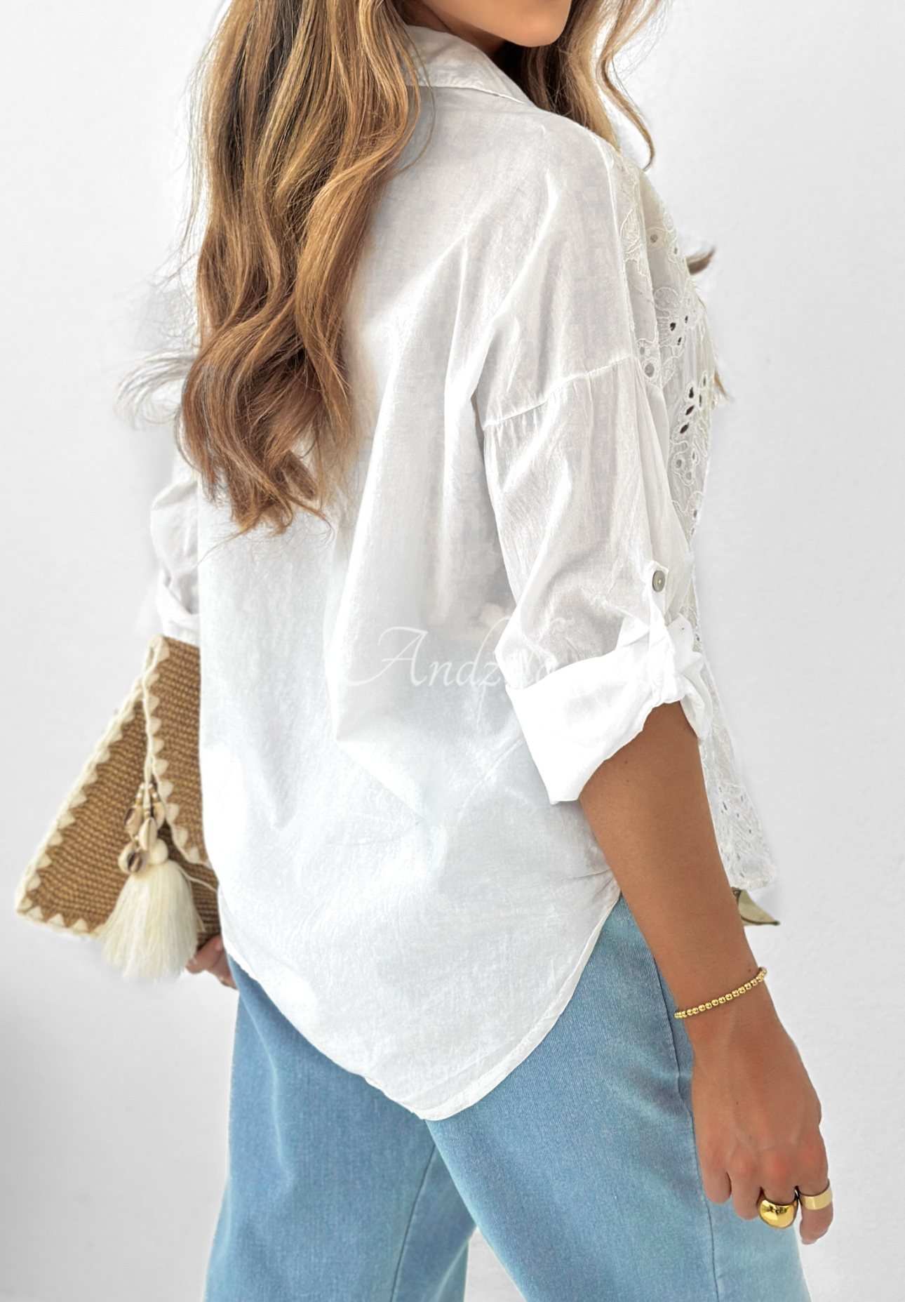 Openwork boho shirt Under The Sun white
