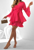 Rozkloszowana sukienka z paskiem Dance Of Life różowa