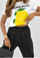 Materiałowe spodnie masełko z szelkami Smooth Desire czarne