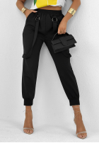 Fabric butter pants with suspenders Smooth Desire black