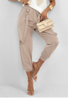 Butter fabric pants with suspenders Smooth Desire mocha