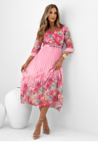 Plisowana sukienka w kwiaty The Perfect Dress różowa