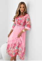 Plisowana sukienka w kwiaty The Perfect Dress różowa