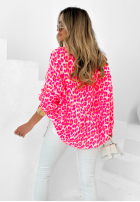 Muślinowa koszula w panterkę Spice Islands neonowy róż