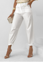 Spodnie z paskiem Steer Yourself ecru