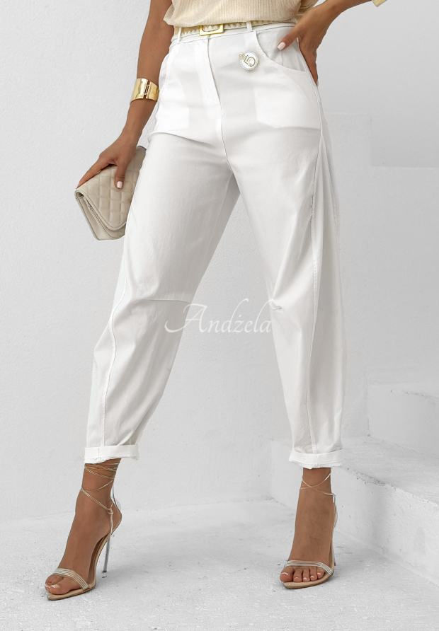 Pants with belt Steer Yourself ecru