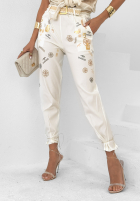 Spodnie z nadrukami i paskiem All About Me ecru
