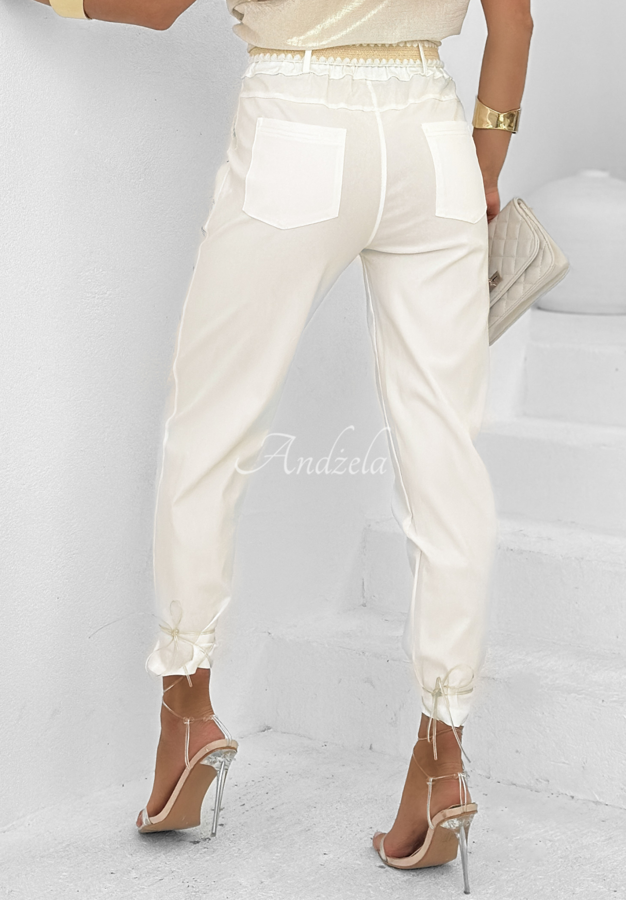 Pants with prints and belt All About Me ecru