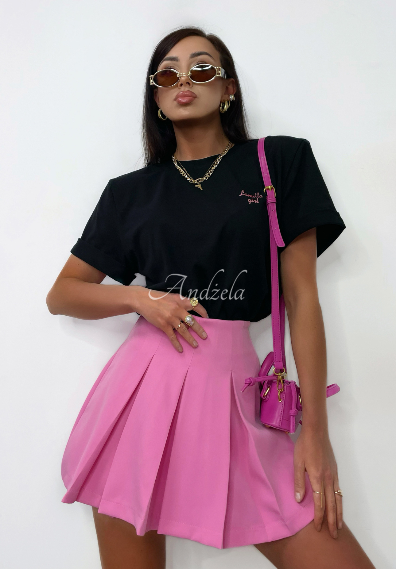 La Milla Casa De Moda pleated mini skirt and shorts pink