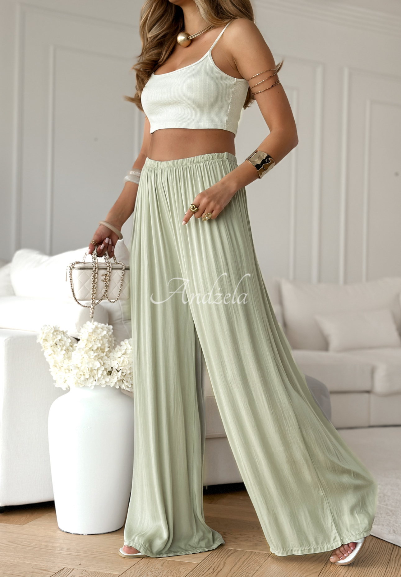 Viscose wide leg Letter To Summer sage pants