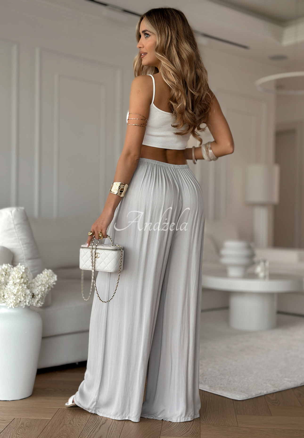 Viscose wide leg pants Letter To Summer grey