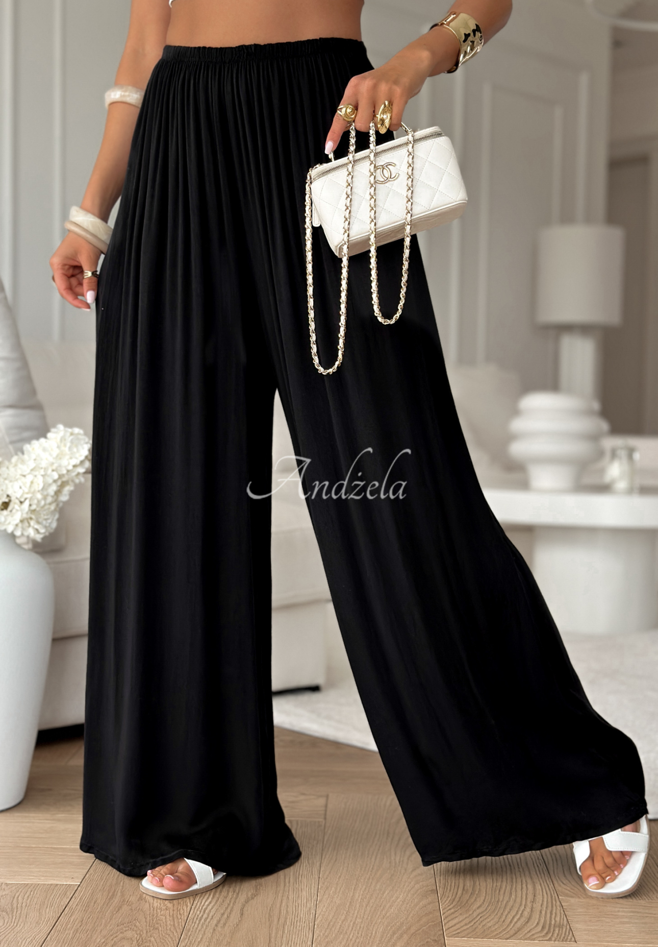 Viscose wide leg pants Letter To Summer black
